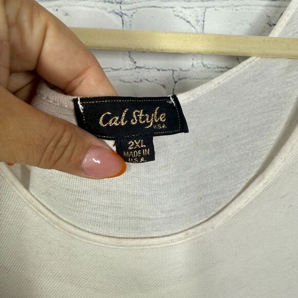 Romantic Prairie Lace Tunic Women Plus Size 2XL Ivory Sheer Overlay Cottagecore - Picture 3 of 9